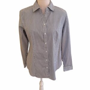 Charter Club Black/White Pinstripe Tailored Fit Button Down Shirt 10